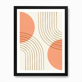 Sun Arch Double Abstract Modern Minimalist - Coral Art Print