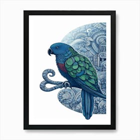 Pistachio Blue Parrot Art Print