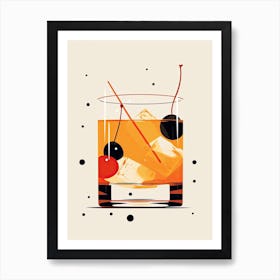 Mid Century Modern Old Fashioned Floral Infusion Cocktail 4 Art Print