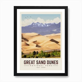 Great Sand Dunes Minimalist Travel Poster Art Print