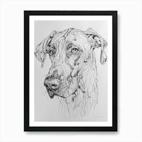 Dog Black & Grey Line Portrait 1 Art Print