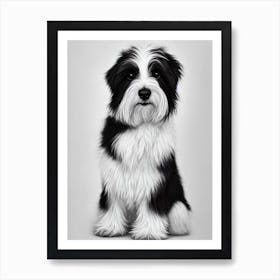 Coton De Tulear B&W Pencil Dog Art Print