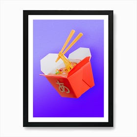 Noodle, plastic 3D — Food kitchen poster/blackboard, photo art Art Print