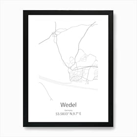 Wedel,Germany Minimalist Map Art Print