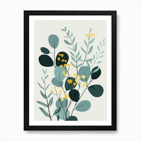 Eucalyptus Tree Illustration Flat 1 Art Print