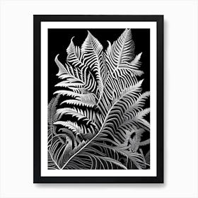 Scaly Cloak Fern Linocut Art Print