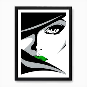 Portrait Of A Woman With Green Lips Art Print