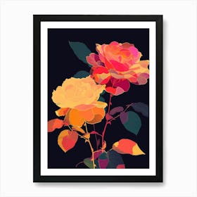 English Roses Painting Rose Silhouette 3 Art Print
