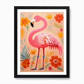 Pink Scandi Flamingo 2 Art Print