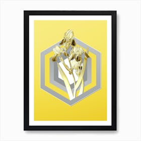 Botanical Elder Scented Iris in Gray and Yellow Gradient n.196 Art Print