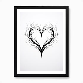 Minimalist Black Tree Branch Heart 2 Art Print