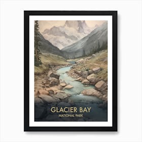 Glacier National Park Watercolour Vintage Travel Poster 2 Art Print