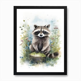 A Honduran Raccoon Watercolour Illustration Storybook 4 Art Print