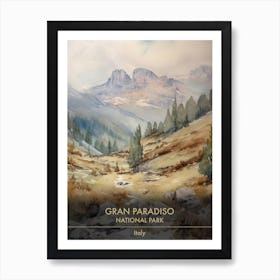 Gran Paradiso National Park Italy Watercolour 2 Art Print