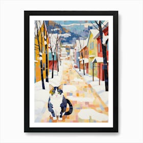 Cat In The Streets Of Aspen   Usa With Snow 1 Art Print