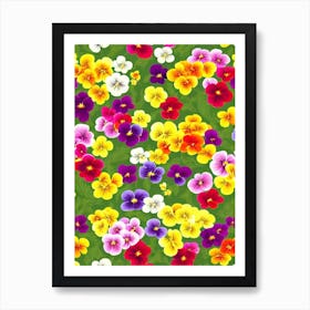 Pansy Repeat Retro Flower Art Print