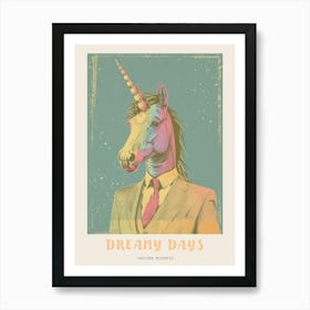 Pastel Unicorn In A Suit 4 Poster Art Print