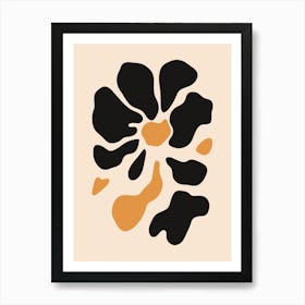 Black And Orange Flower Art Print