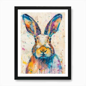 Arctic Hare Colourful Watercolour 4 Art Print