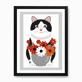 Cat With Flowers 13 Art Print