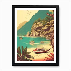 Ko Lipe Thailand Vintage Sketch Tropical Destination Art Print