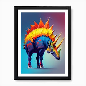 Styracosaurus 1 Primary Colours Dinosaur Art Print