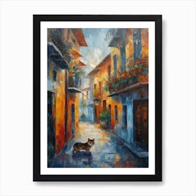 Painting Of A Street In Venice With A Cat 4 Impressionism Art Print