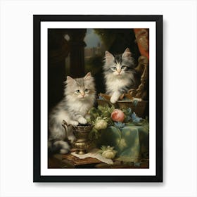 Two Kittens Rococo Style 1 Art Print