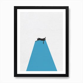 Vintage Minimal Art Cat Behind Light Art Print