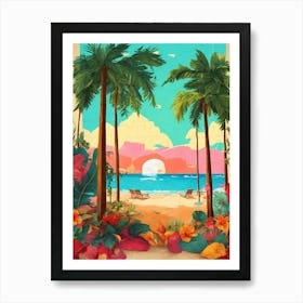 Tropical Beach Scene-Festival Vibes -Sunshine Delights-Seaside Inspirations Art Print