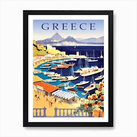 Greece, Boats on a City Port Art Print