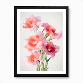 Gladioli Flowers Acrylic Painting In Pastel Colours 5 Art Print