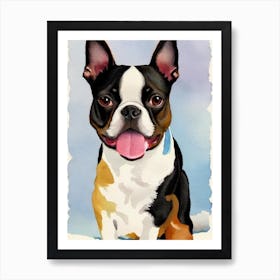 Boston Terrier 5 Watercolour Dog Art Print