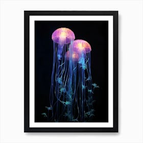 Comb Jellyfish Neon 2 Art Print