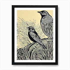 Lark 2 Linocut Bird Art Print