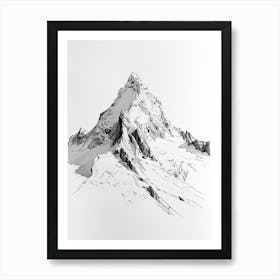 Aconcagua Argentina Line Drawing 1 Art Print