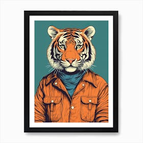 Tiger Illustrations Wearing A Hoodie 6 Art Print