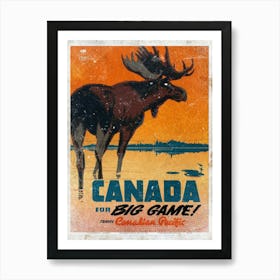 Vintage Travel Poster ― Canada For Big Game Art Print