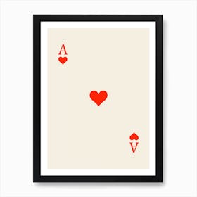 As Heart Poker Playing Cards Red Art Print