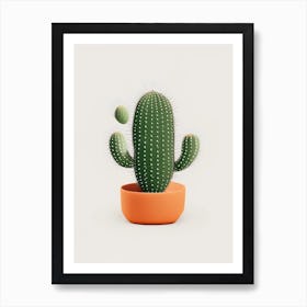 Pincushion Cactus Retro Minimal 3 Art Print