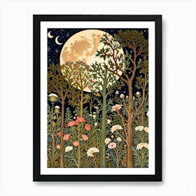 William Morris Moonlight In The Woods 73 Art Print