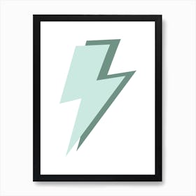 Sage and Olive Green Double Lightning Bolts Art Print