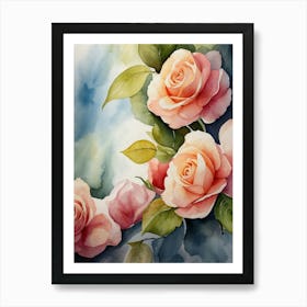 Watercolor Roses 11 Art Print