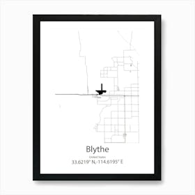 Blythe,United States Minimalist Map Art Print