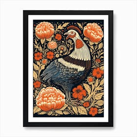 Vintage Bird Linocut Turkey 3 Art Print