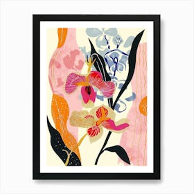 Colourful Flower Illustration Sweet Pea 3 Art Print