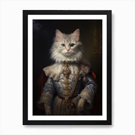 Cat In Medieval Gold Clothing 4 Art Print