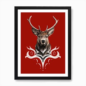 A deer on a red background. Art Print