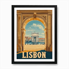 Aihrgdesign A Retro Travel Poster For Lisbon Featuring Art Print