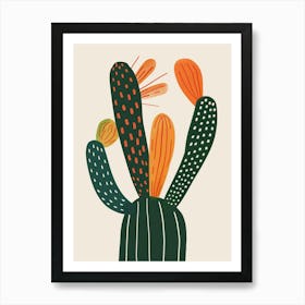 Rat Tail Cactus Minimalist Abstract Illustration 7 Art Print